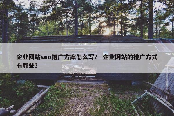 企业网站seo推广方案怎么写？ 企业网站的推广方式有哪些？