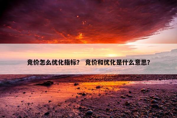 竞价怎么优化指标？ 竞价和优化是什么意思？