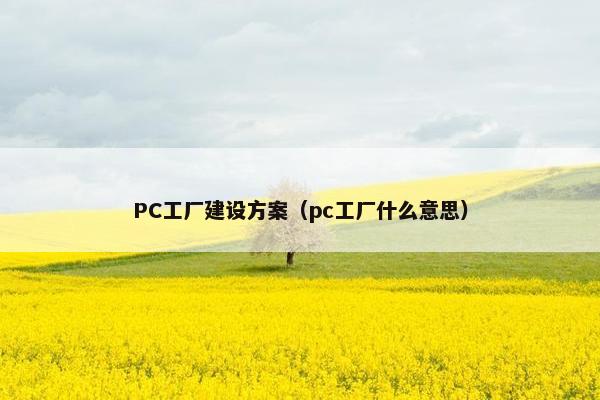 PC工厂建设方案（pc工厂什么意思）