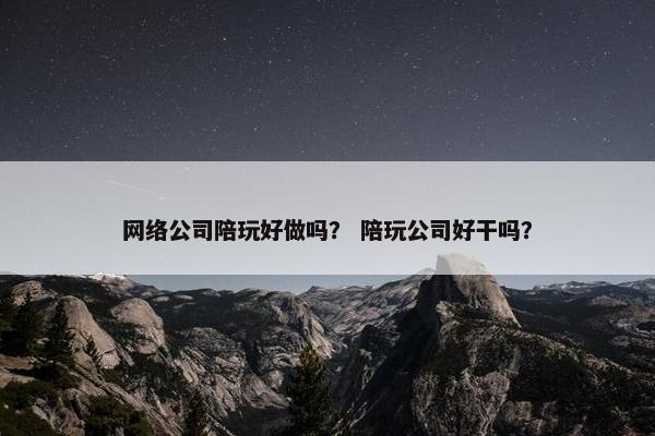 网络公司陪玩好做吗？ 陪玩公司好干吗？