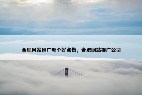 合肥网站推广哪个好点做，合肥网站推广公司