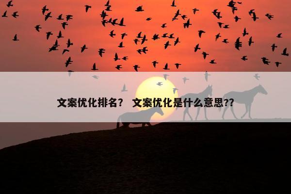 文案优化排名？ 文案优化是什么意思?？