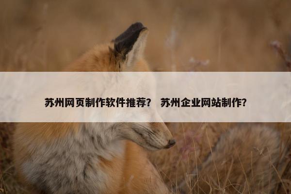 苏州网页制作软件推荐？ 苏州企业网站制作？