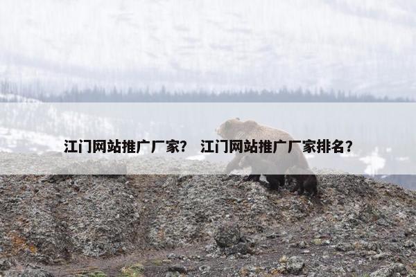 江门网站推广厂家？ 江门网站推广厂家排名？