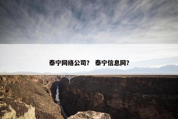 泰宁网络公司？ 泰宁信息网？