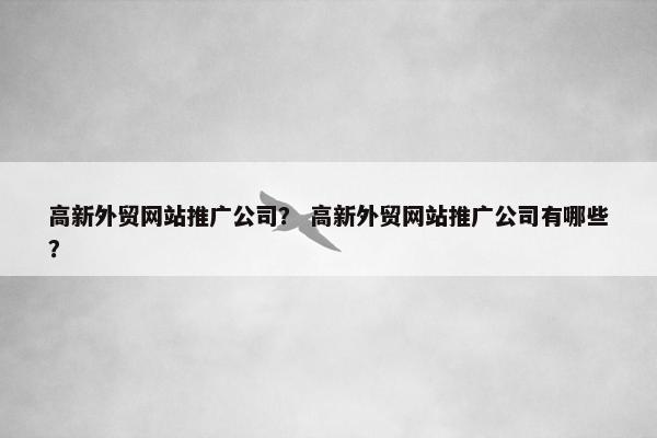 高新外贸网站推广公司？ 高新外贸网站推广公司有哪些？