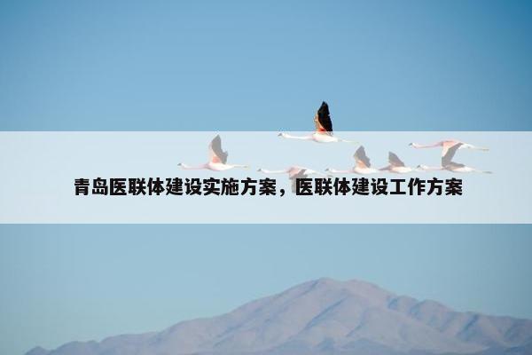 青岛医联体建设实施方案，医联体建设工作方案