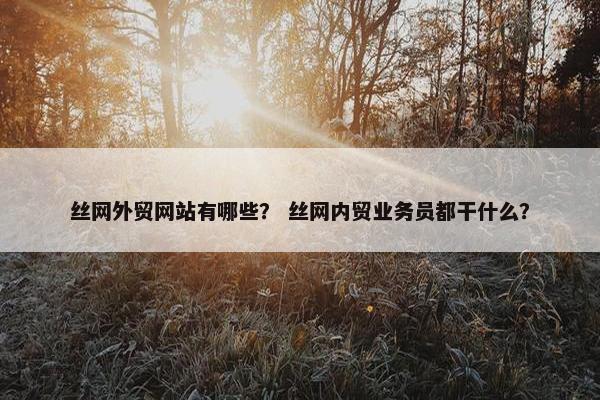 丝网外贸网站有哪些？ 丝网内贸业务员都干什么？