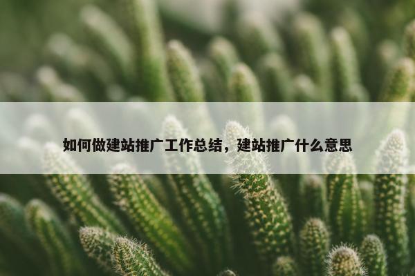 如何做建站推广工作总结，建站推广什么意思
