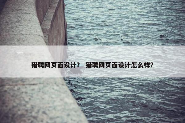猎聘网页面设计？ 猎聘网页面设计怎么样？