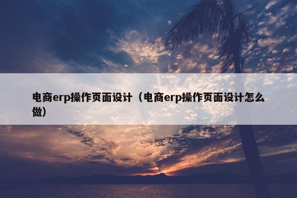 电商erp操作页面设计（电商erp操作页面设计怎么做）