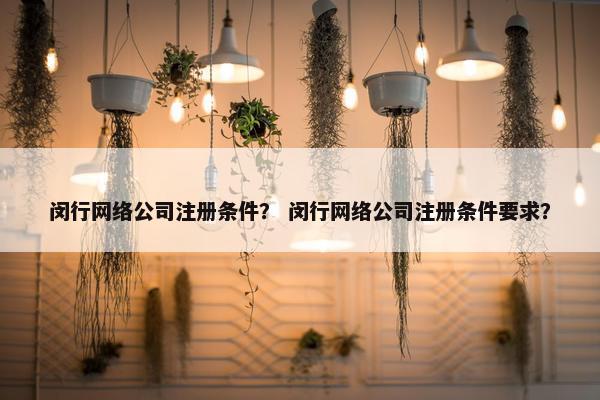 闵行网络公司注册条件？ 闵行网络公司注册条件要求？
