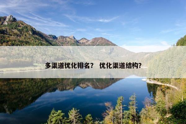 多渠道优化排名？ 优化渠道结构？
