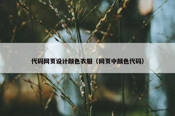 代码网页设计颜色衣服（网页中颜色代码）