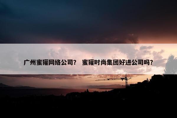 广州蜜獾网络公司？ 蜜獾时尚集团好进公司吗？