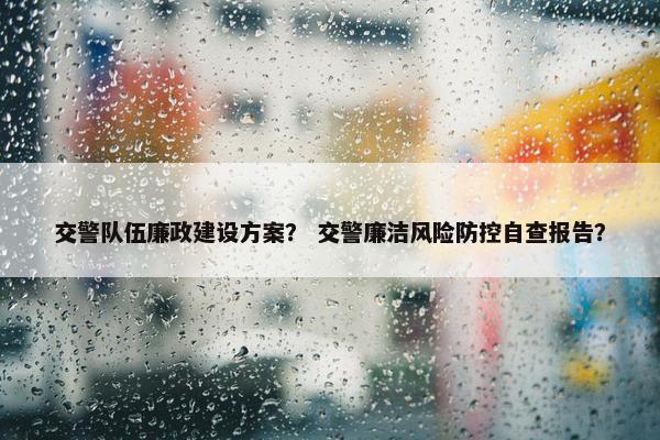交警队伍廉政建设方案？ 交警廉洁风险防控自查报告？