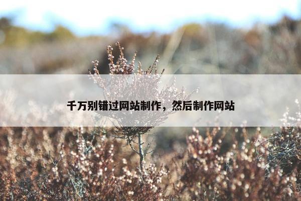 千万别错过网站制作，然后制作网站