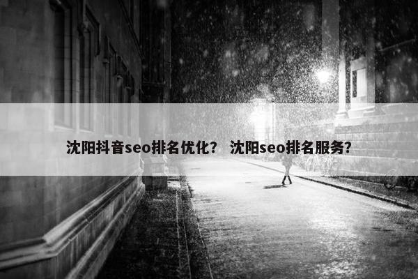 沈阳抖音seo排名优化？ 沈阳seo排名服务？