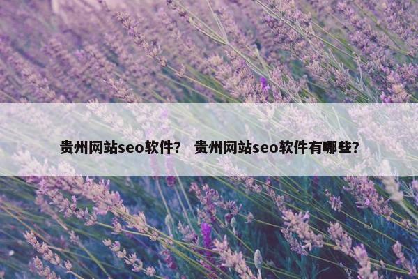 贵州网站seo软件？ 贵州网站seo软件有哪些？