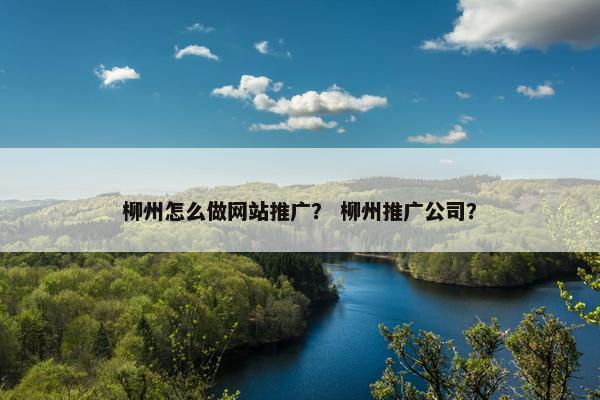 柳州怎么做网站推广？ 柳州推广公司？