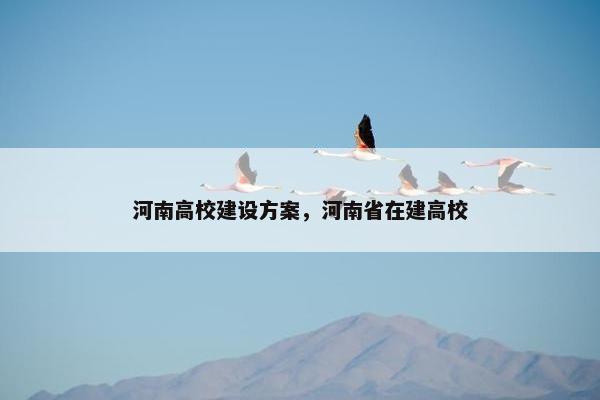 河南高校建设方案，河南省在建高校