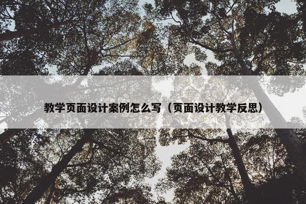 教学页面设计案例怎么写（页面设计教学反思）