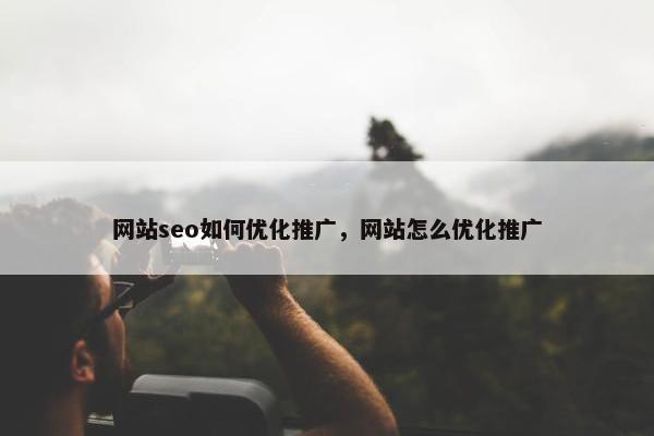 网站seo如何优化推广，网站怎么优化推广