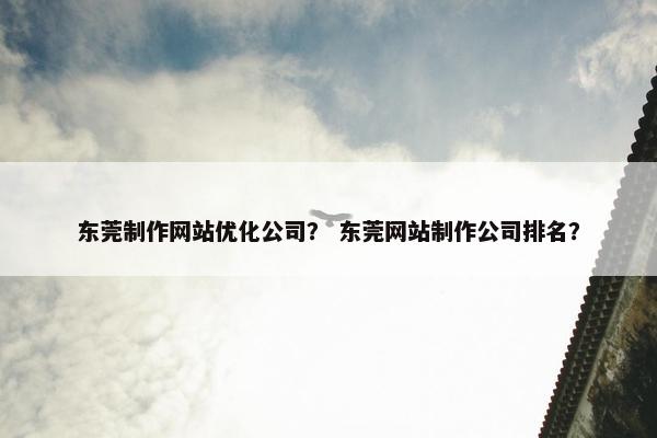 东莞制作网站优化公司？ 东莞网站制作公司排名？