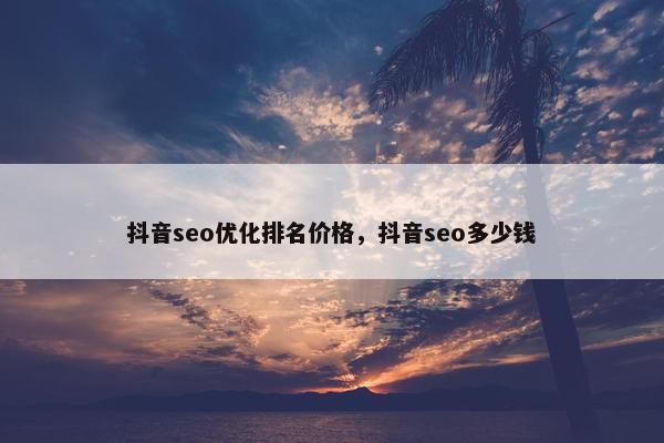 抖音seo优化排名价格，抖音seo多少钱