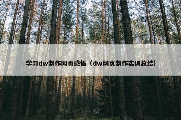 学习dw制作网页感悟（dw网页制作实训总结）