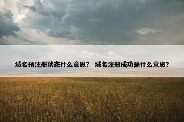 域名预注册状态什么意思？ 域名注册成功是什么意思？