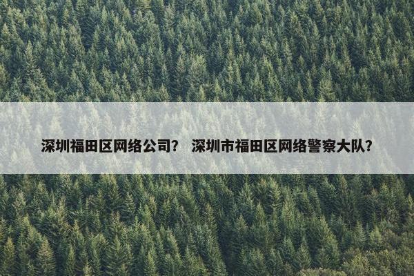 深圳福田区网络公司？ 深圳市福田区网络警察大队？
