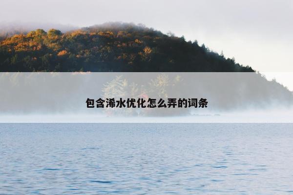 包含浠水优化怎么弄的词条