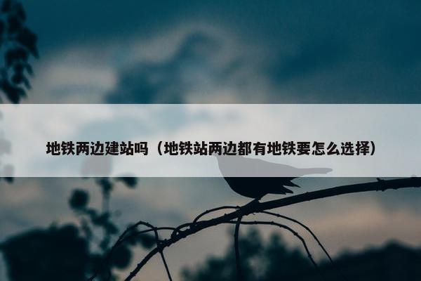 地铁两边建站吗（地铁站两边都有地铁要怎么选择）