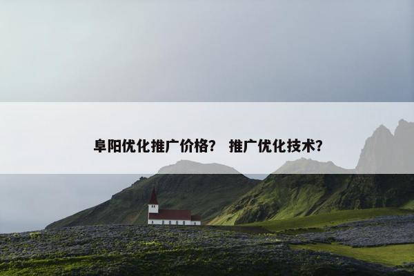 阜阳优化推广价格？ 推广优化技术？