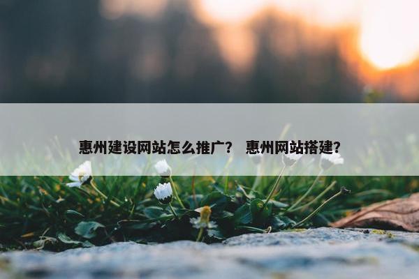 惠州建设网站怎么推广？ 惠州网站搭建？