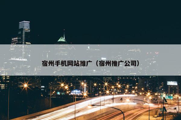 宿州手机网站推广（宿州推广公司）