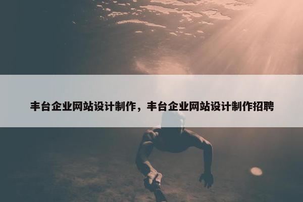 丰台企业网站设计制作，丰台企业网站设计制作招聘