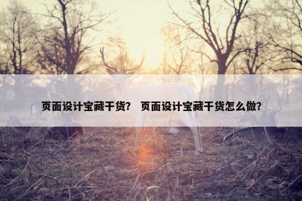 页面设计宝藏干货？ 页面设计宝藏干货怎么做？