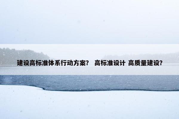 建设高标准体系行动方案？ 高标准设计 高质量建设？