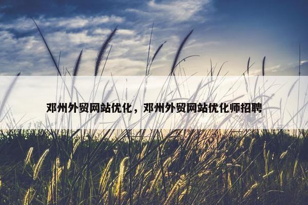 邓州外贸网站优化，邓州外贸网站优化师招聘