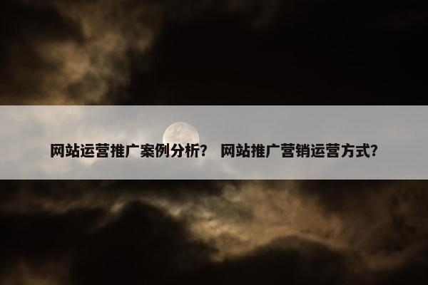 网站运营推广案例分析？ 网站推广营销运营方式？