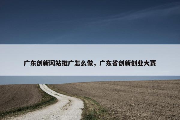广东创新网站推广怎么做，广东省创新创业大赛