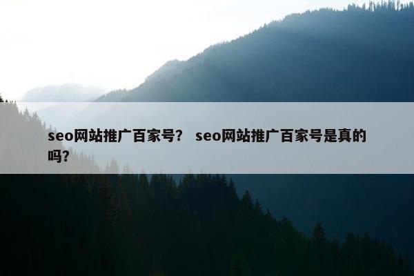 seo网站推广百家号？ seo网站推广百家号是真的吗？
