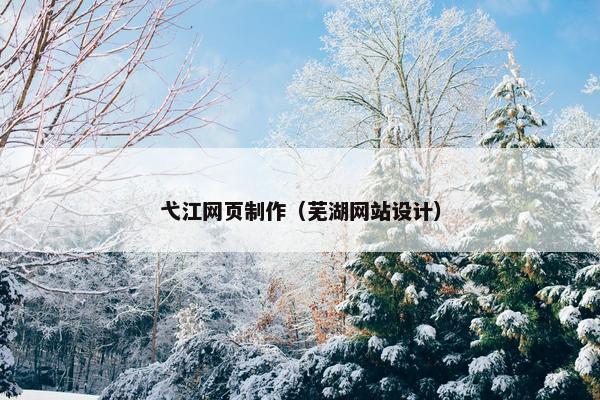 弋江网页制作（芜湖网站设计）