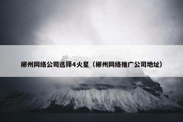郴州网络公司选择4火星（郴州网络推广公司地址）