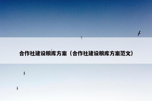 合作社建设粮库方案（合作社建设粮库方案范文）