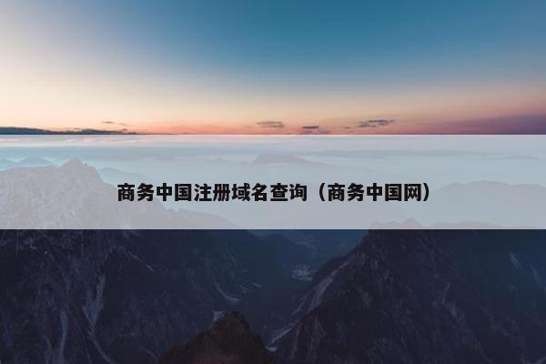 商务中国注册域名查询（商务中国网）