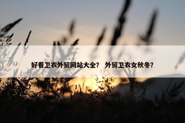 好看卫衣外贸网站大全？ 外贸卫衣女秋冬？