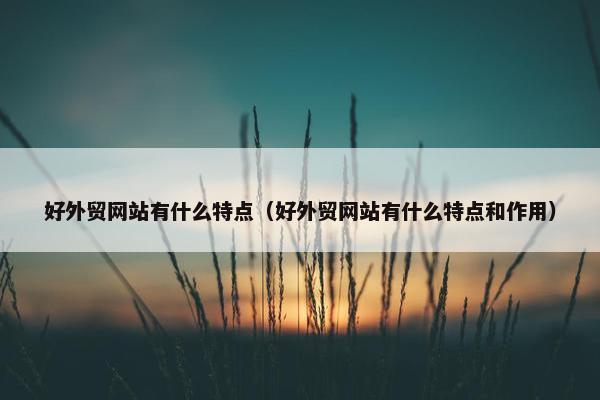 好外贸网站有什么特点（好外贸网站有什么特点和作用）